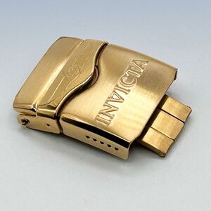 Genuine INVICTA Gold-Plated 26mm Watch Band Tri-Fold Buckle CLASP w Safety